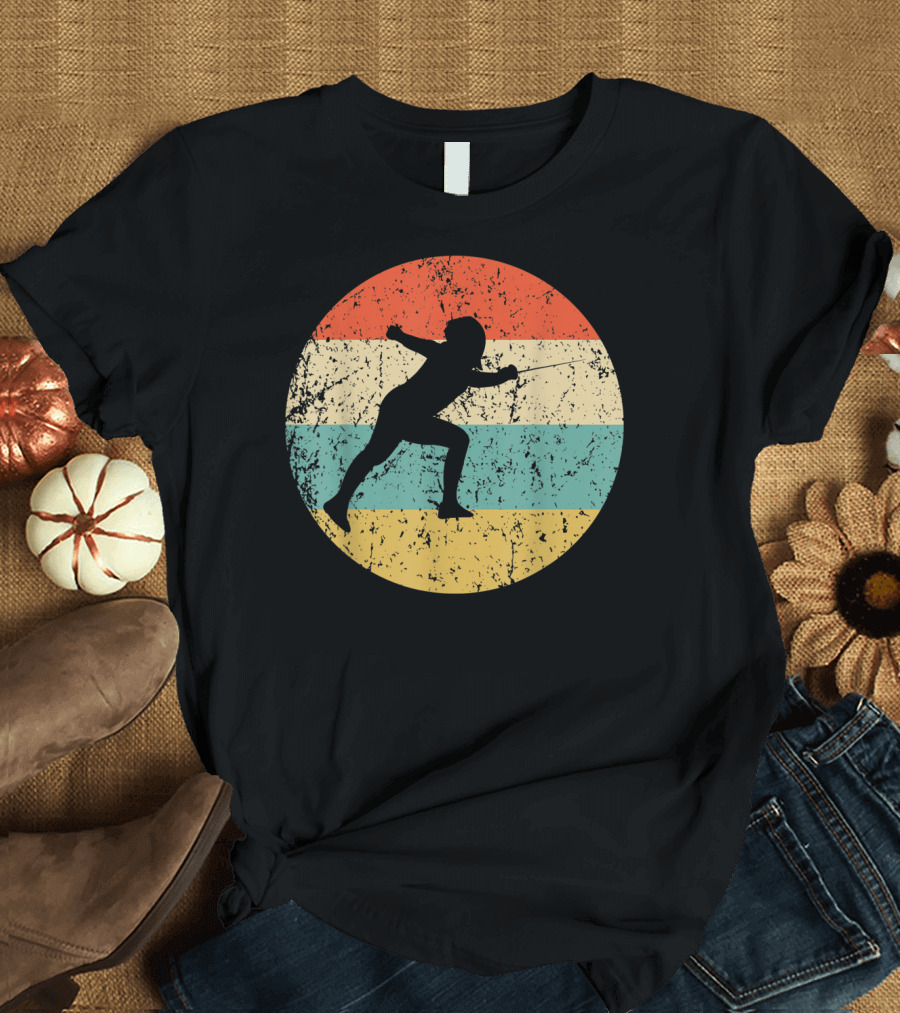 Vintage Fencer Retro Fencing Stripes T-Shirt