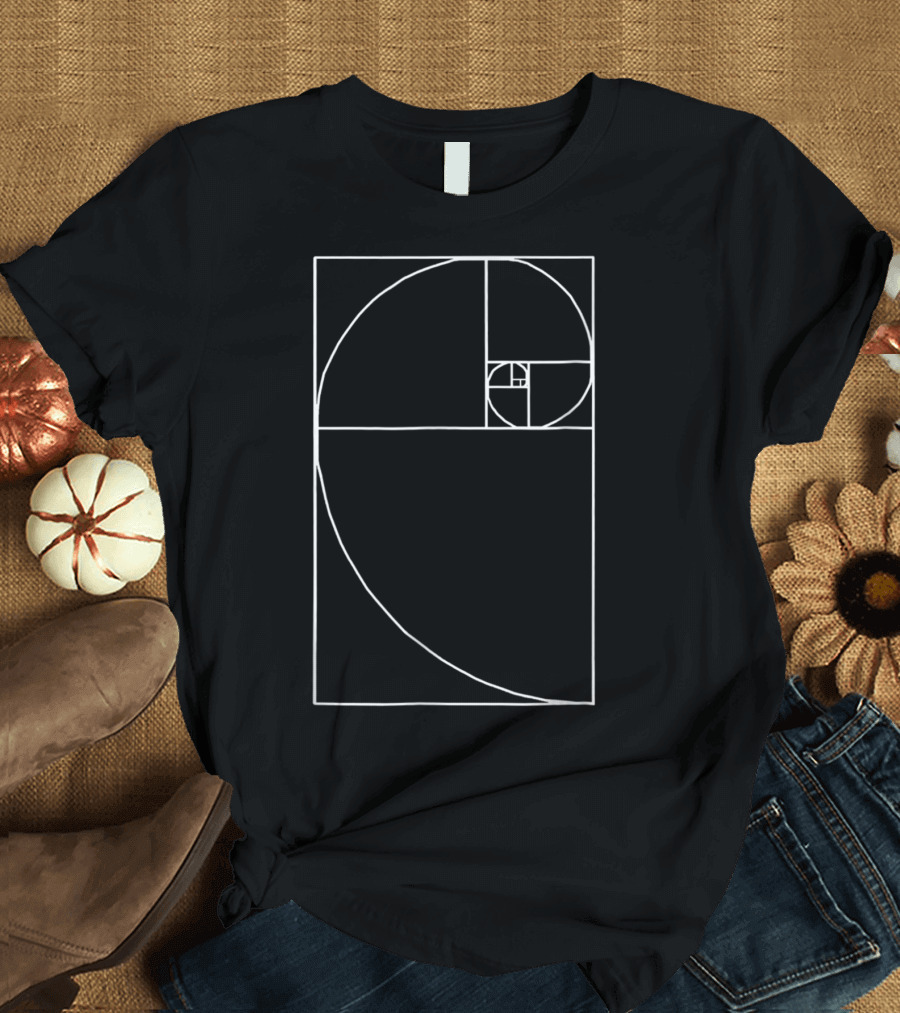 Fibonacci Spiral Golden Ratio Rectangular Grid T-Shirt