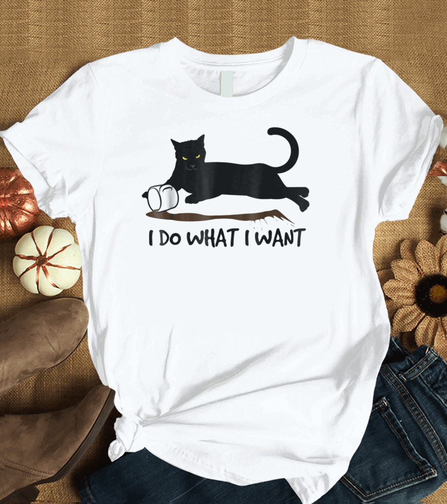 I Do What I Want Black Cat Spilled Mug T-Shirt