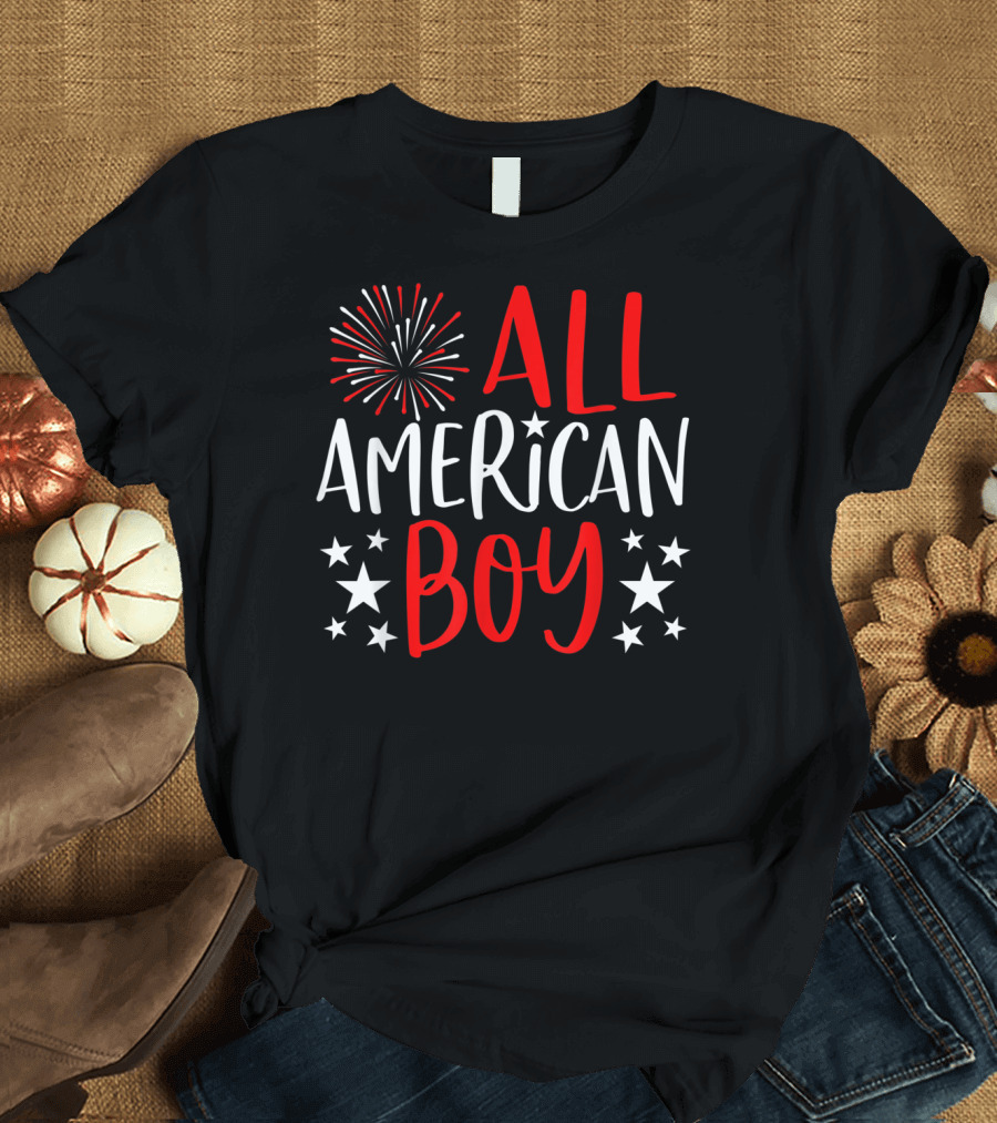 All American Boy 4th of July Family Matching Fireworks Stars T-Shirt