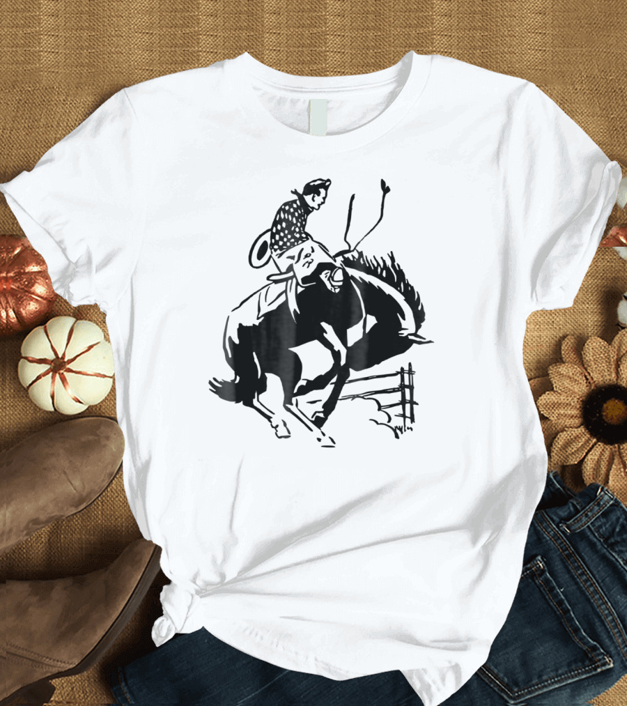 Cowboy Rodeo Western Wrangler Ranch Bucking Bronco T-Shirt