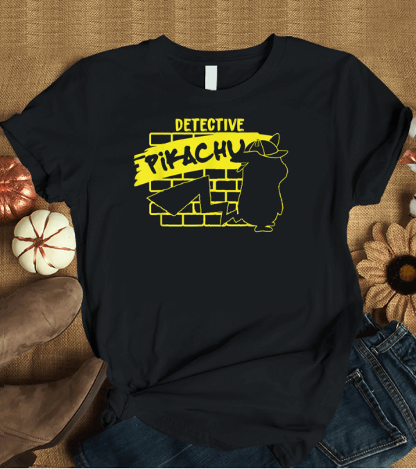 T-Shirt: Detective Pikachu Graffiti Brick Wall T-Shirt Detective Pikachu Graffiti Brick Wall T-Shirt