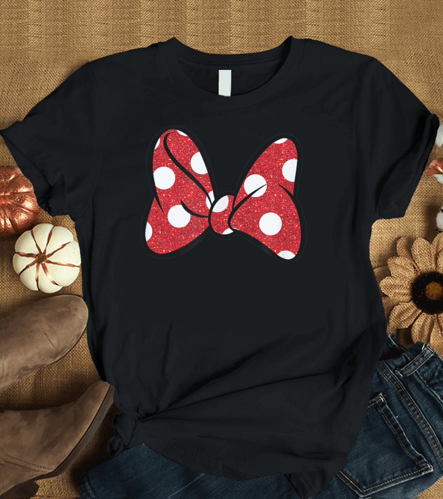 Minnie Mouse Red Glitter Polka Dot Bow T-Shirt