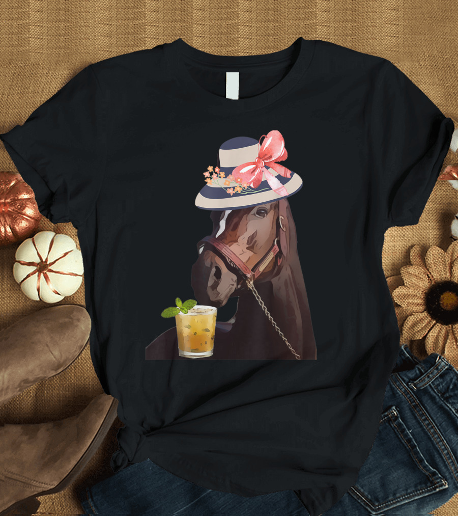 Funny Horse Derby Hat Mint Julep Party T-Shirt