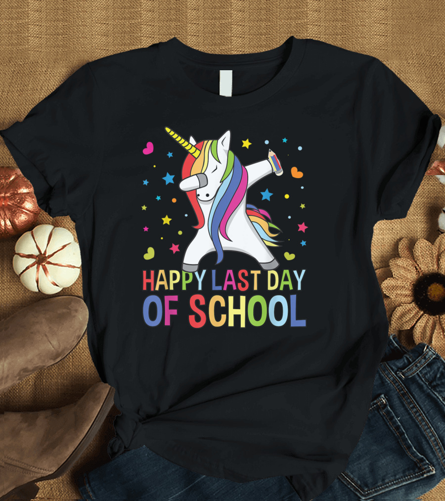 Happy Last Day Of School Teacher Student Grad Unicorn T-Shirt