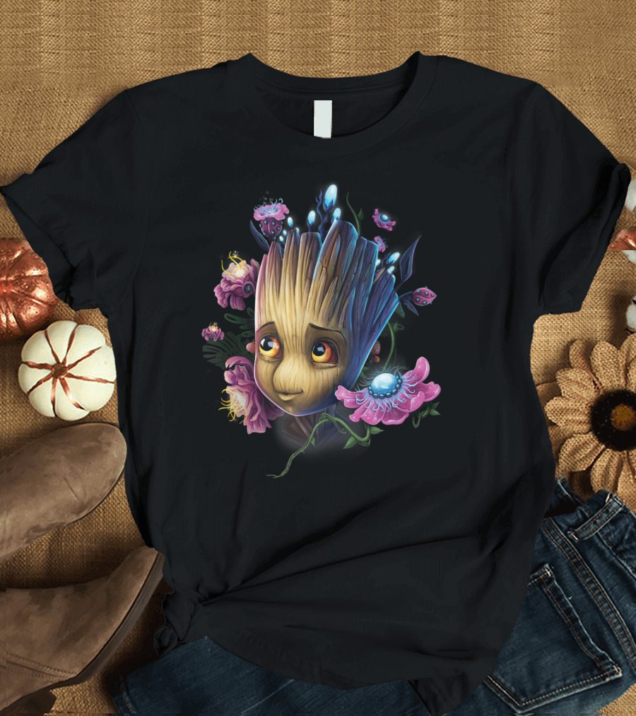 Marvel Groot Flowering Head with Vibrant Blossoms T-Shirt