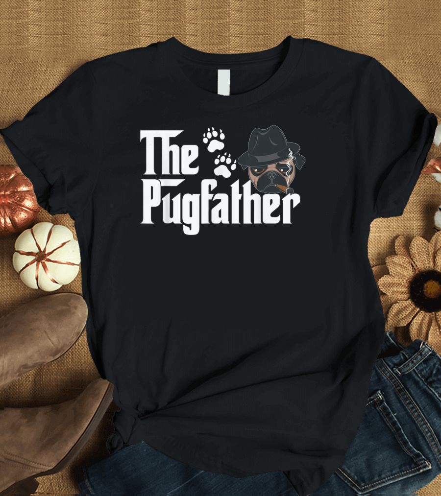 The Pugfather Men Fat Paw Print Fedora T-Shirt