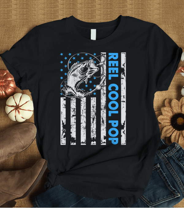 T-Shirt: Reel Cool Pop Fishing American Flag Bass T-Shirt Reel Cool Pop Fishing American Flag Bass T-Shirt