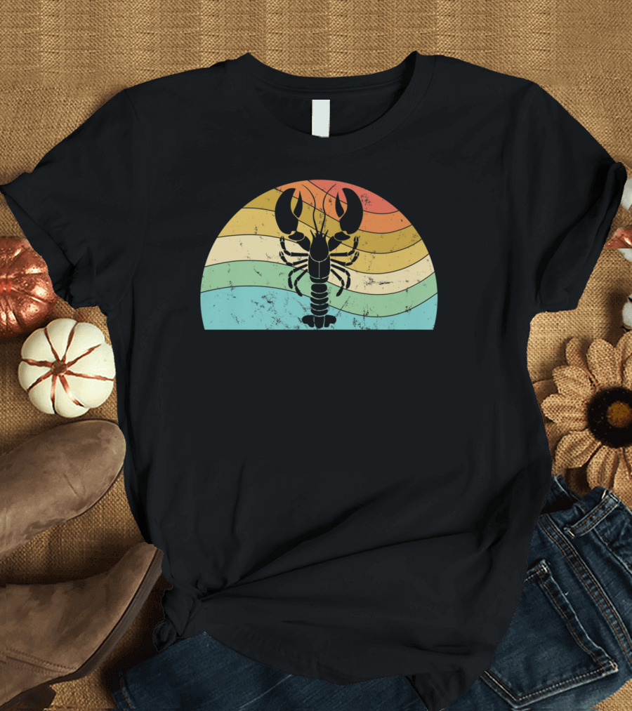Retro Lobster Stand Up Straight SJW Vintage Sunset T-Shirt