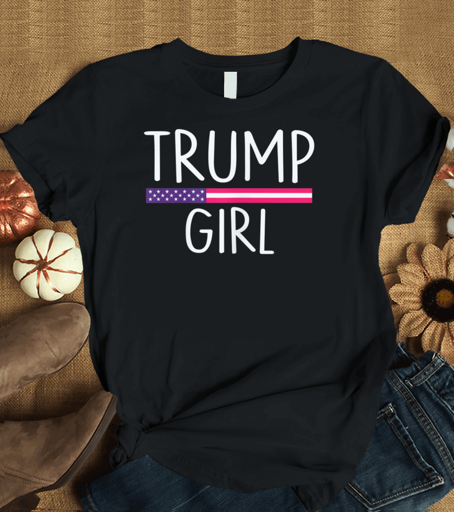 TRUMP GIRL American Flag Support T-Shirt