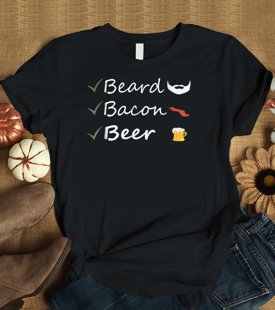 Beard Bacon Beer Manly Bbq Icons T-Shirt