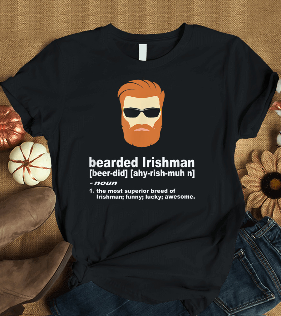 Bearded Irishman Definition with Copper Red Beard and Sunglasses T-Shirt