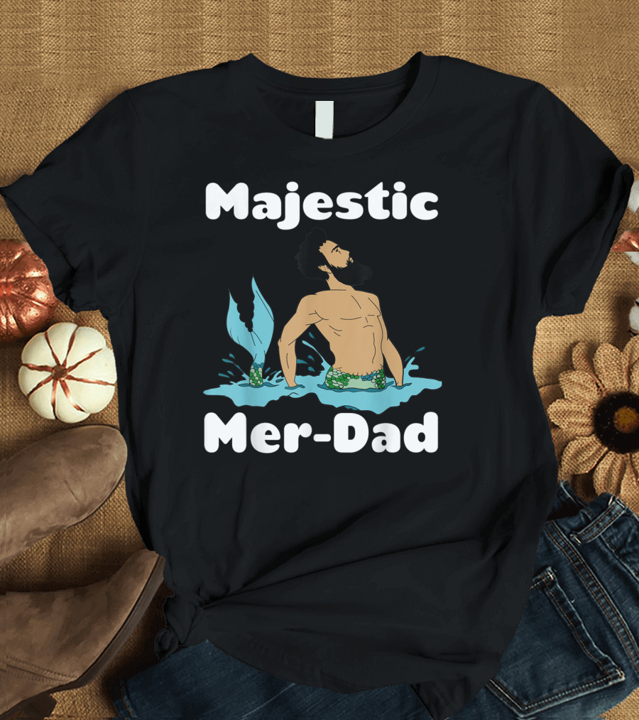 Majestic Mer-Dad Funny Beard Merfolk Humor T-Shirt