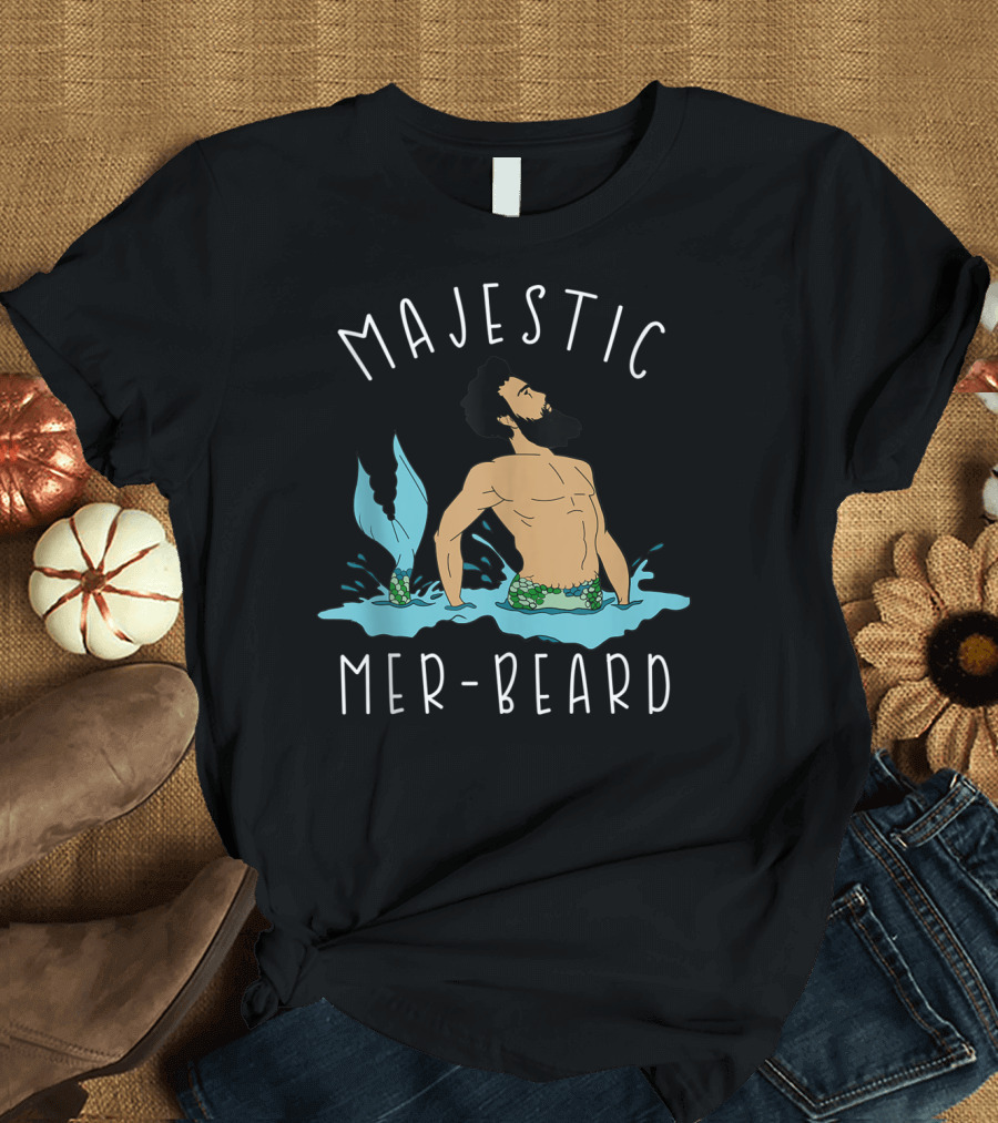 Majestic Mer-Beard Funny Beard Splashing Mer-Man T-Shirt