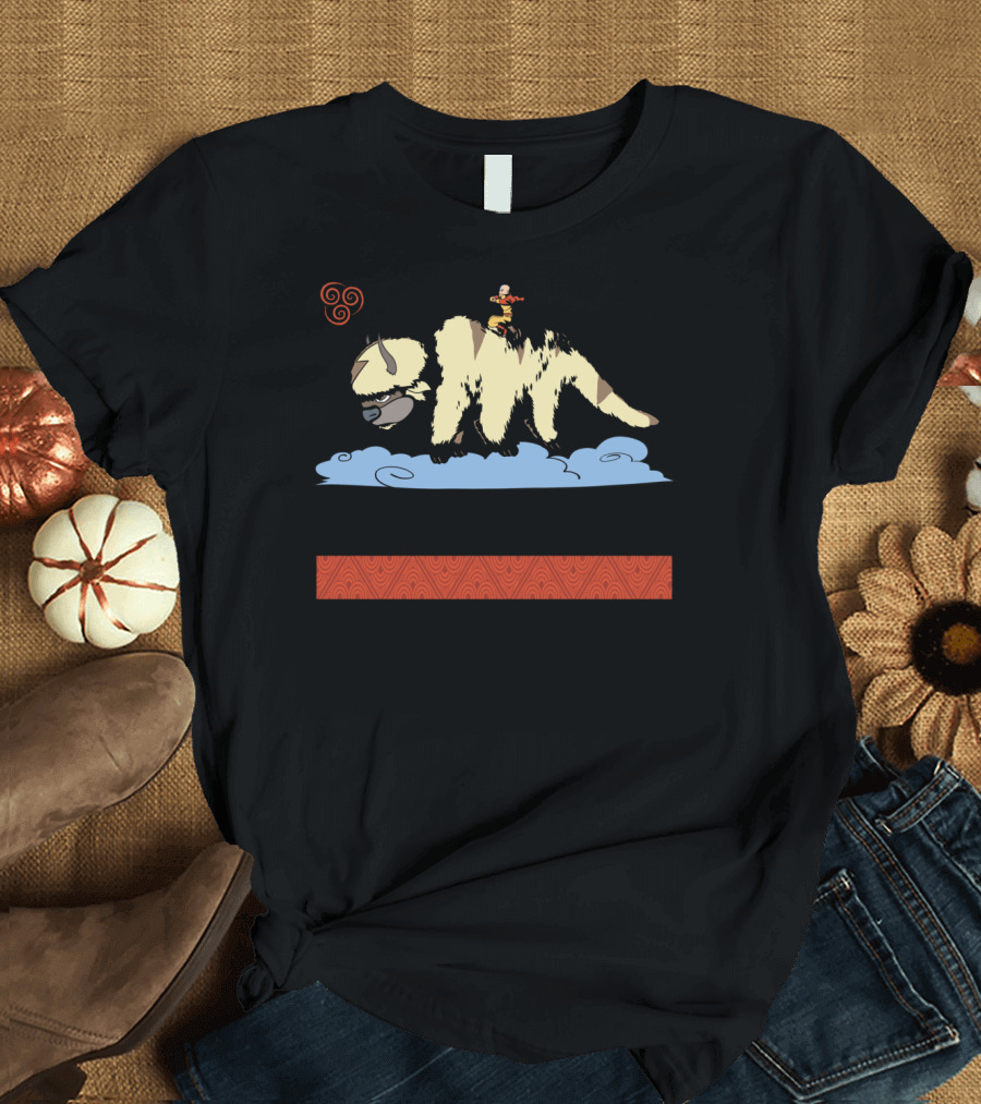 Avatar Appa and Aang on Cloud with California Flag Influence T-Shirt
