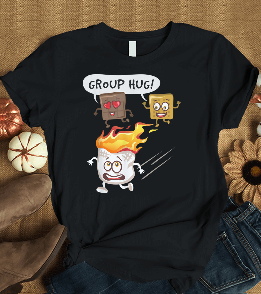 Group Hug Funny Camping Hiking Women Smores Bonfire T-Shirt