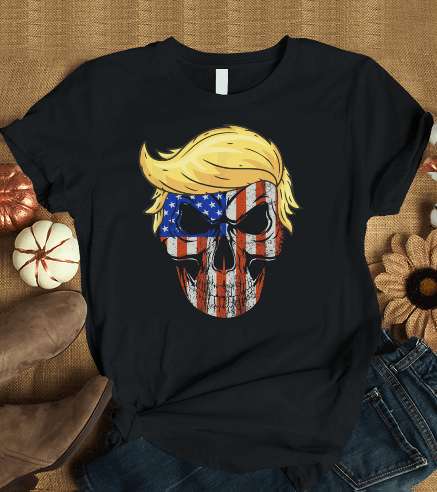 Funny Trump Skull American Flag Patriotic Iconic T-Shirt