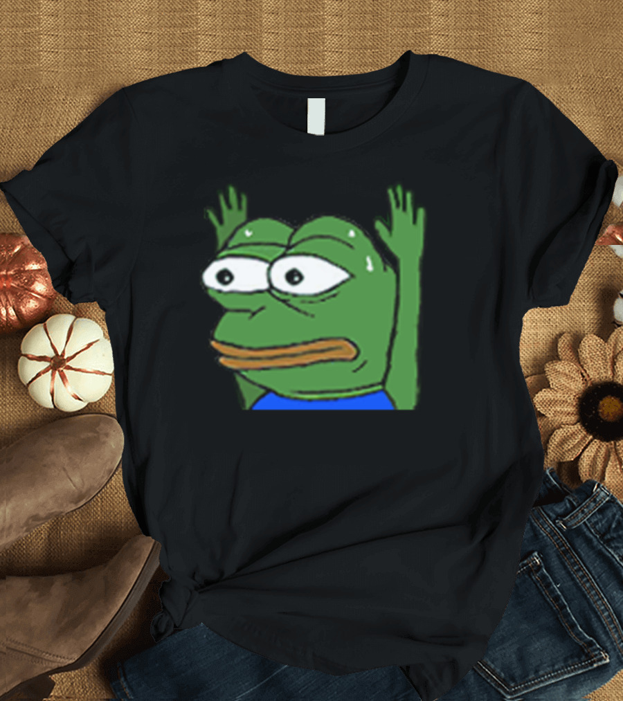 Monkah Frog Emote Hands Raised Meme T-Shirt