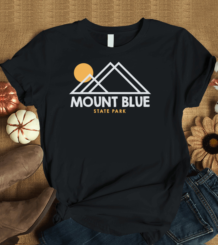 Mount Blue State Park Outline Maine Sun Mountain T-Shirt