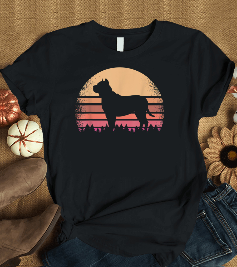 Puppy Dog Distressed Doggo Doggy Silhouette Sunset Retro T-Shirt