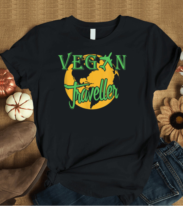 T-Shirt: VEGAN Traveller Globe Adventure AIRPLANE T-Shirt VEGAN Traveller Globe Adventure AIRPLANE T-Shirt