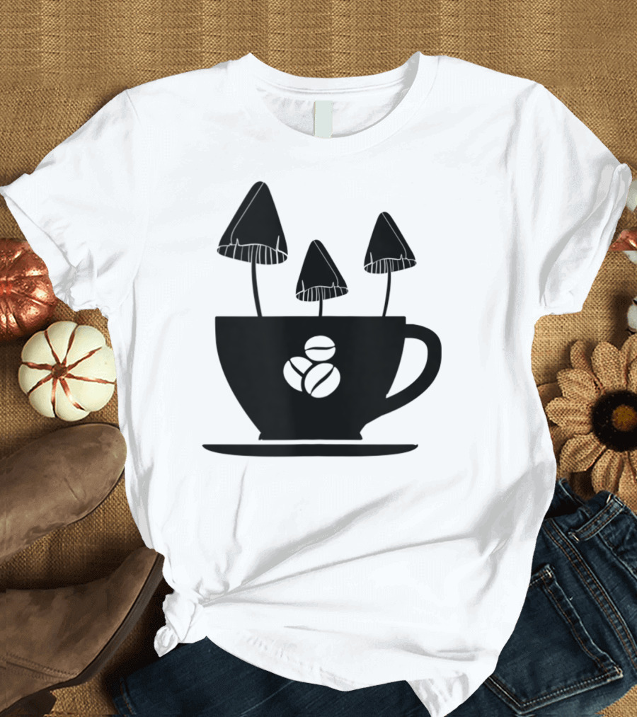 Coffee Mushroom Cup with Beans Icon 4O T-Shirt