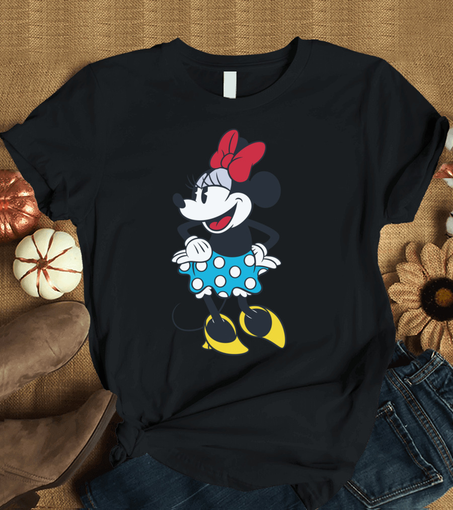 Disney Minnie Mouse Iconic Smile Polka Dot Bow T-Shirt