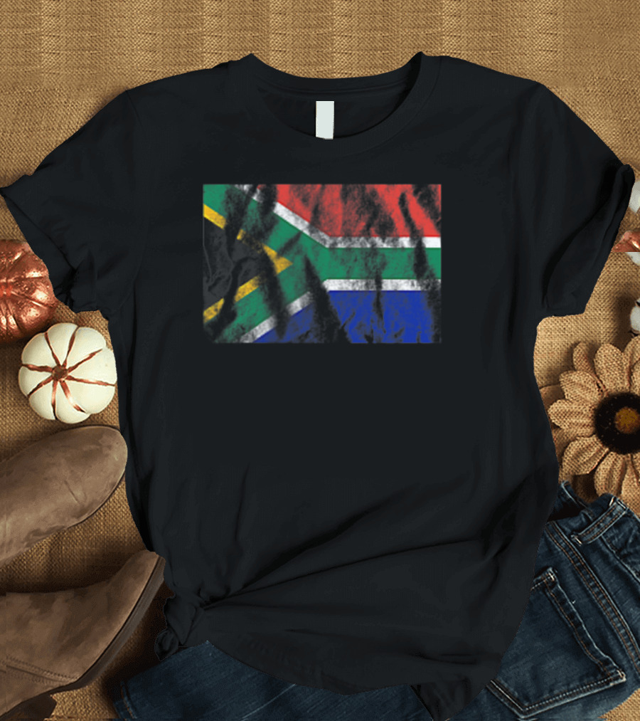 Distressed South Africa Country Flag Pocket T-Shirt