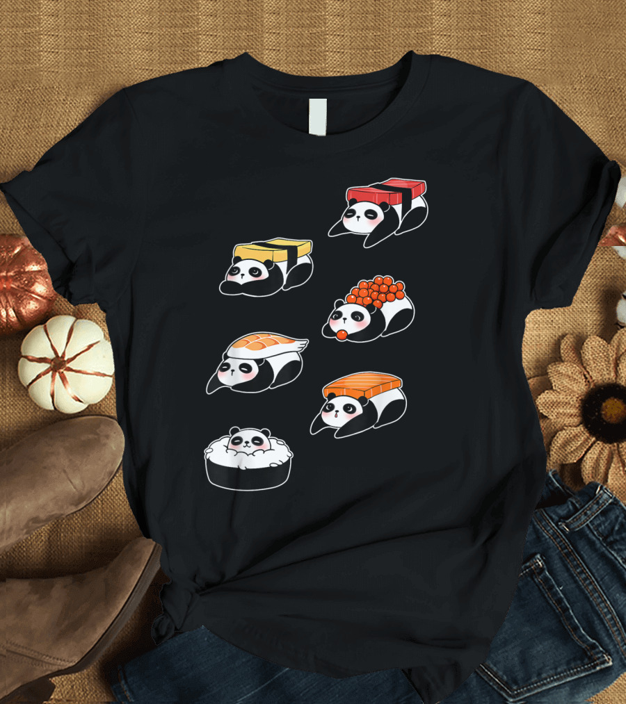 Panda Bear Sushi Sashimi Nigiri Japanese Food T-Shirt