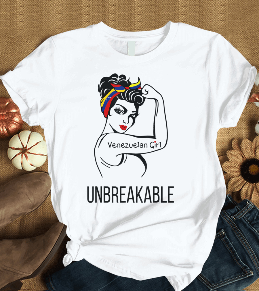 Unbreakable Venezuelan Girl with Venezuelan Flag Headband Heritage T-Shirt