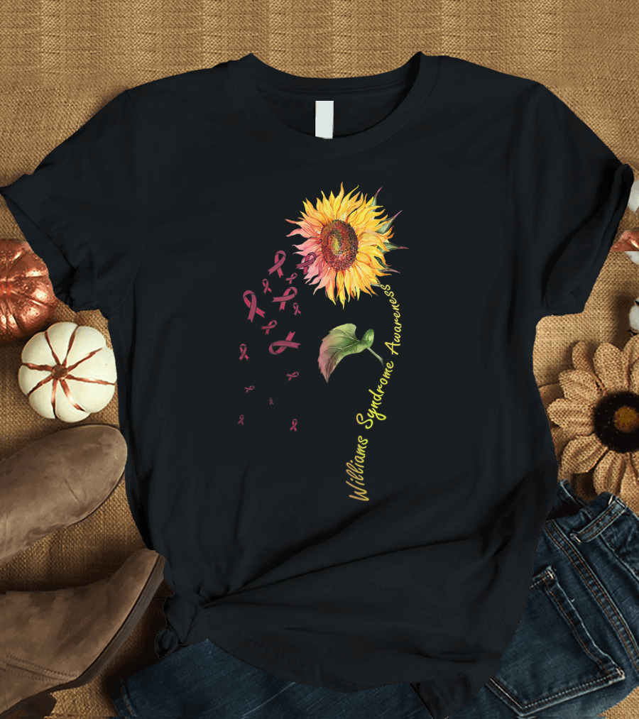 Williams Syndrome Awareness Sunflower Ribbon Blossoms T-Shirt