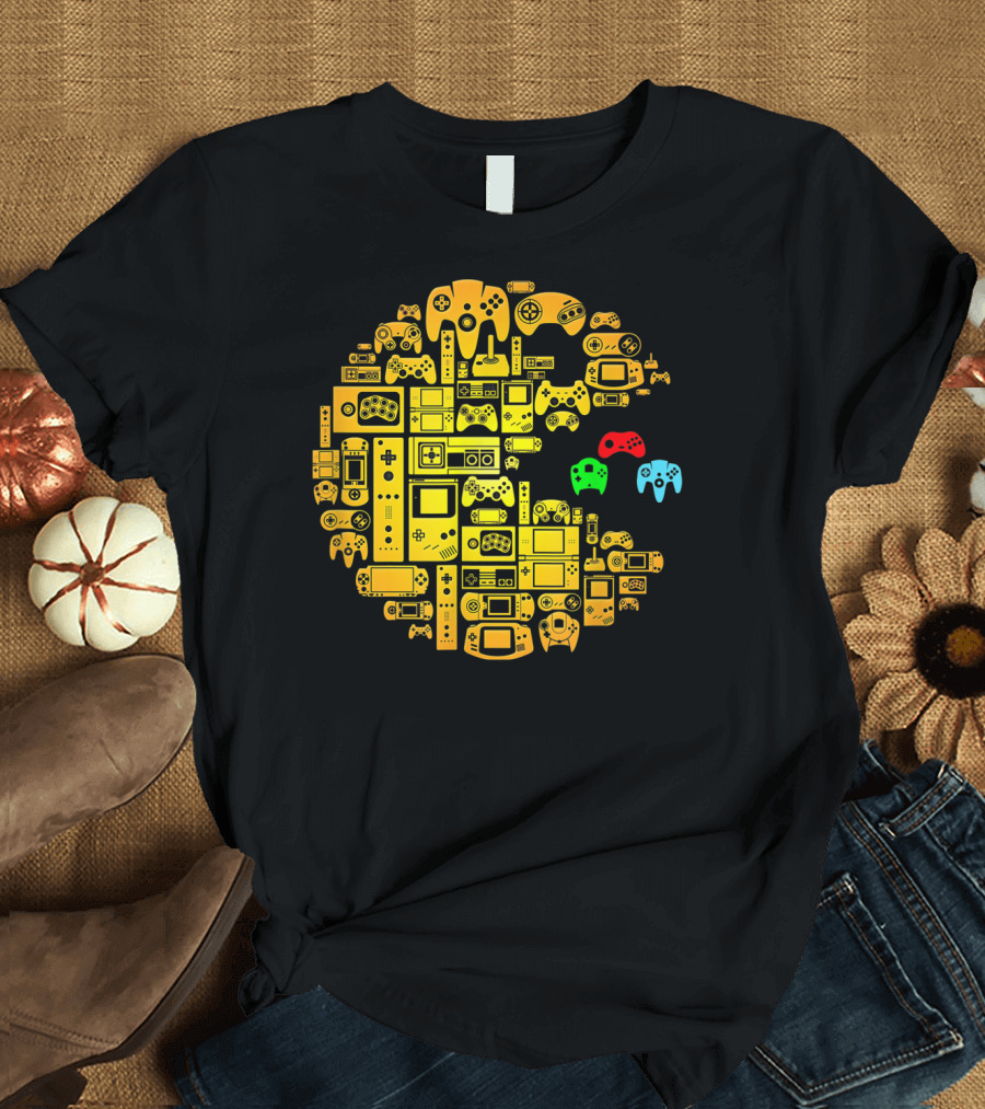 Classic Vintage Pac-Man Style Video Game Controller Collection T-Shirt