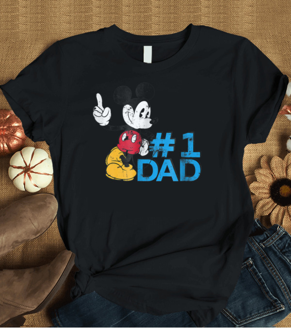 T-Shirt: Disney Mickey Mouse #1 Dad Father's Day T-Shirt Disney Mickey Mouse #1 Dad Father's Day T-Shirt