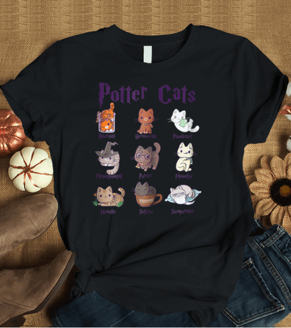 T-Shirt: Potter Cats Resnwold Hermiawnie Puurfin Purrdamentor Minervagcatl Severine Dumblepurr Kitten T-Shirt Potter Cats Resnwold Hermiawnie Puurfin Purrdamentor Minervagcatl Severine Dumblepurr Kitten T-Shirt