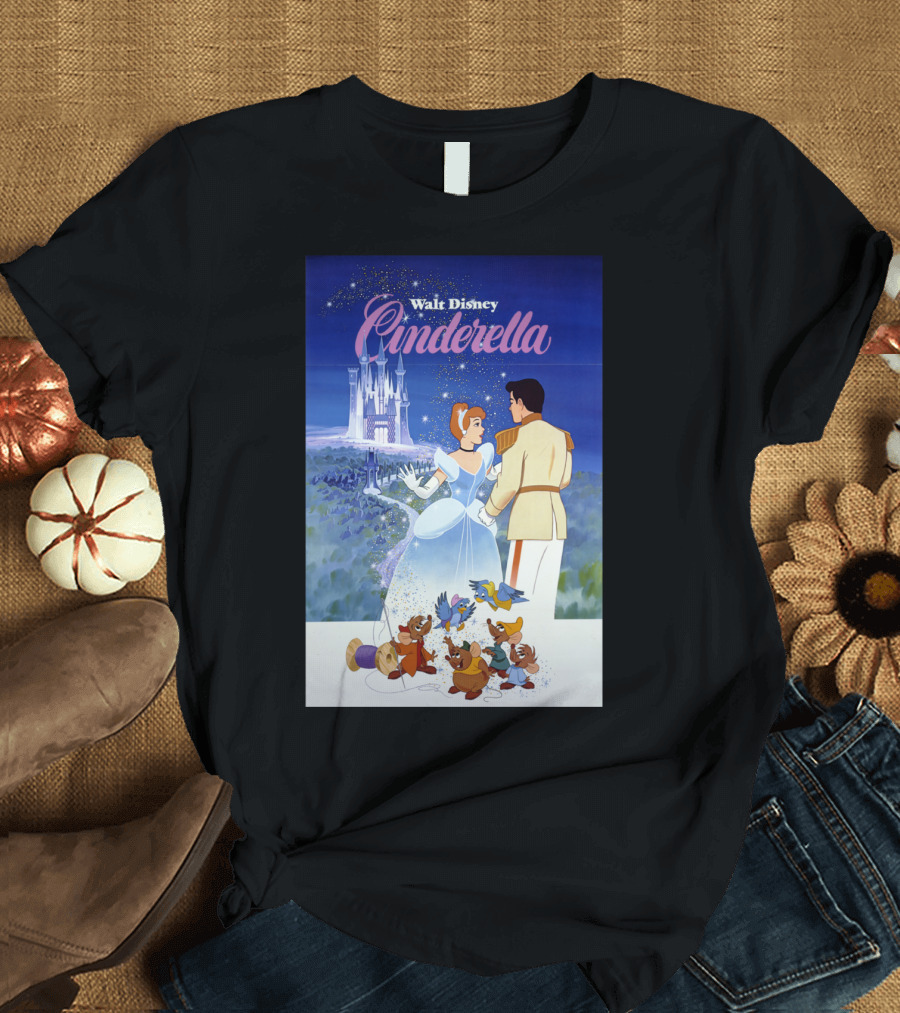 Walt Disney Cinderella Classic Vintage Movie Poster with Prince and Castle T-Shirt