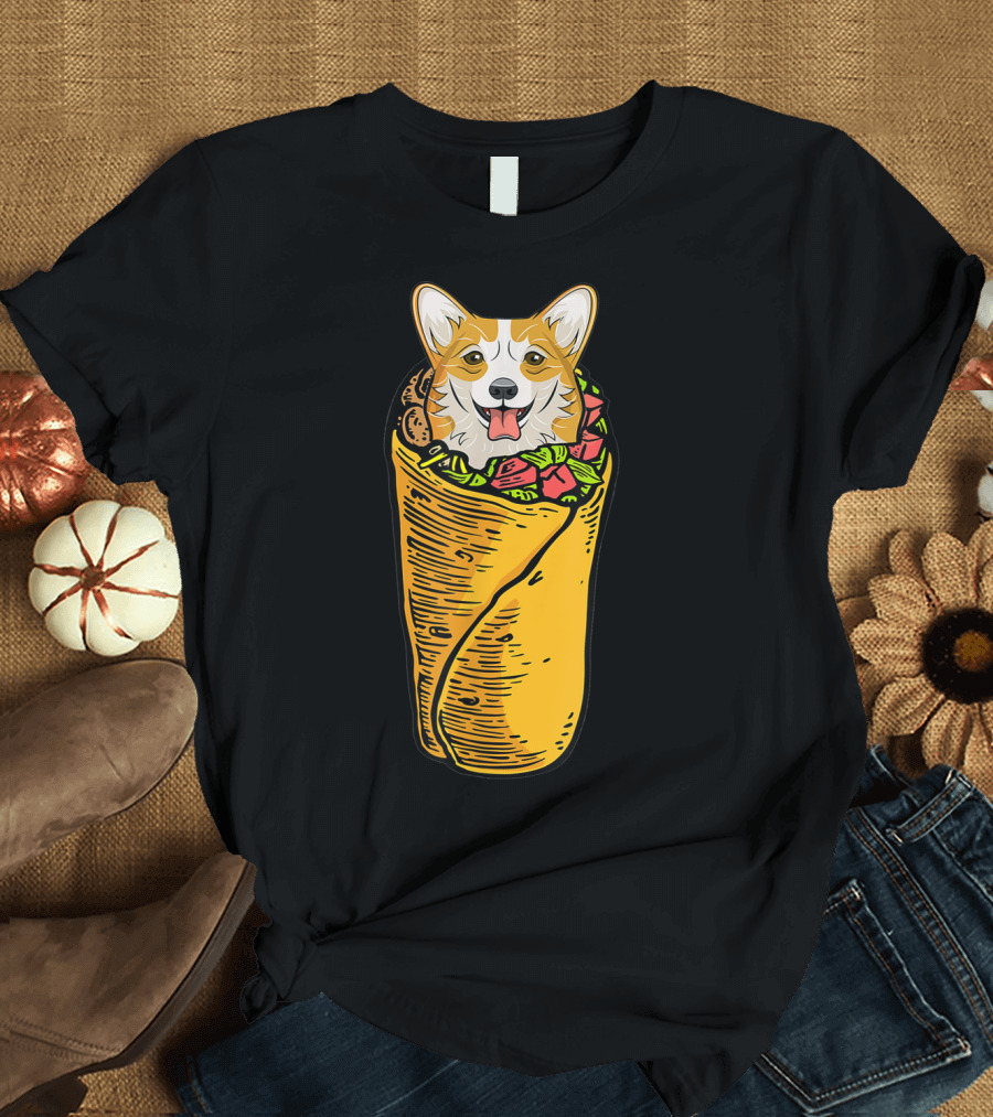 Cinco de Mayo Corgi in Burrito Mexican Food T-Shirt