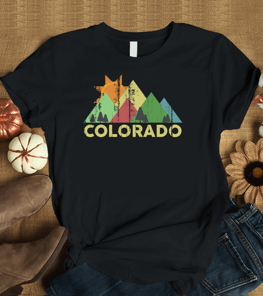 Colorado Distressed Vintage Denver State Mountain Sunburst T-Shirt