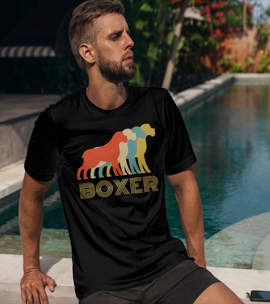 Boxer Dog Breed Vintage Colorful T-Shirt