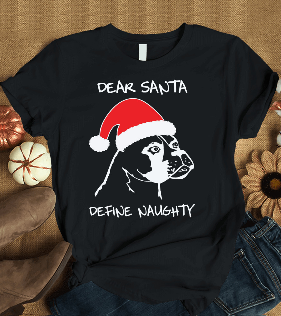 Dear Santa Define Naughty Boxer Funny Ugly Xmas Dog Lovers T-Shirt