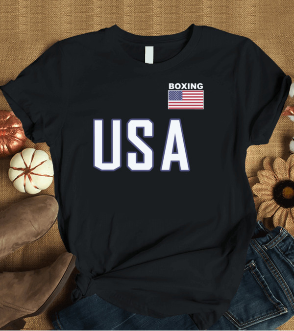 T-Shirt: USA Flag Boxing Jacket with Pocket Equipment Theme for Boxer T-Shirt USA Flag Boxing Jacket with Pocket Equipment Theme for Boxer T-Shirt