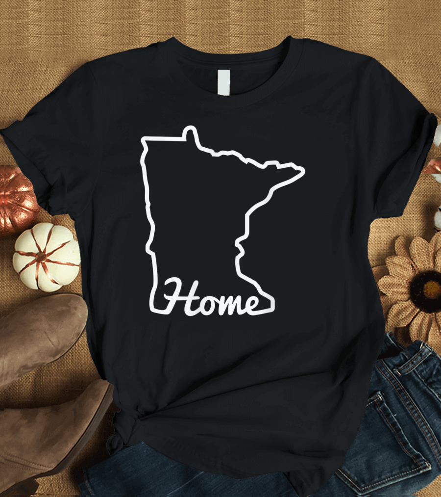 Minnesota Home Map State Outline Native Minnesotan T-Shirt