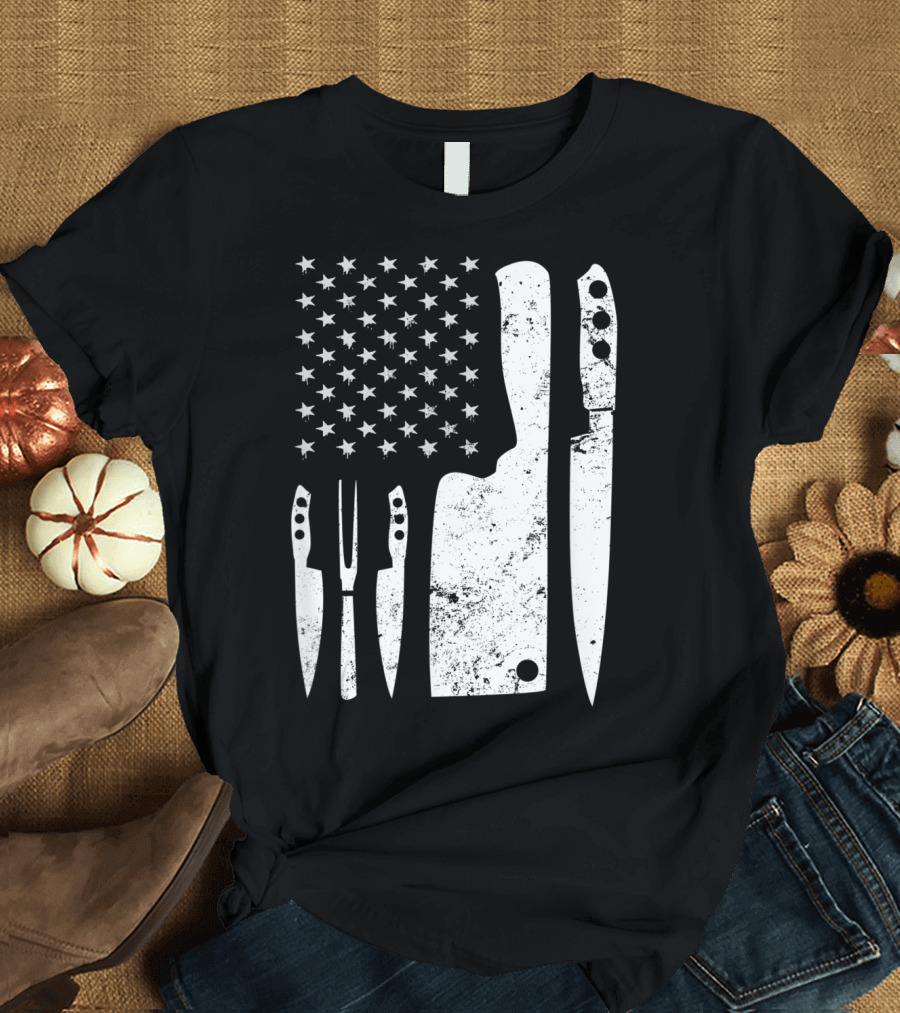 Chef Knife US Flag T-Shirt
