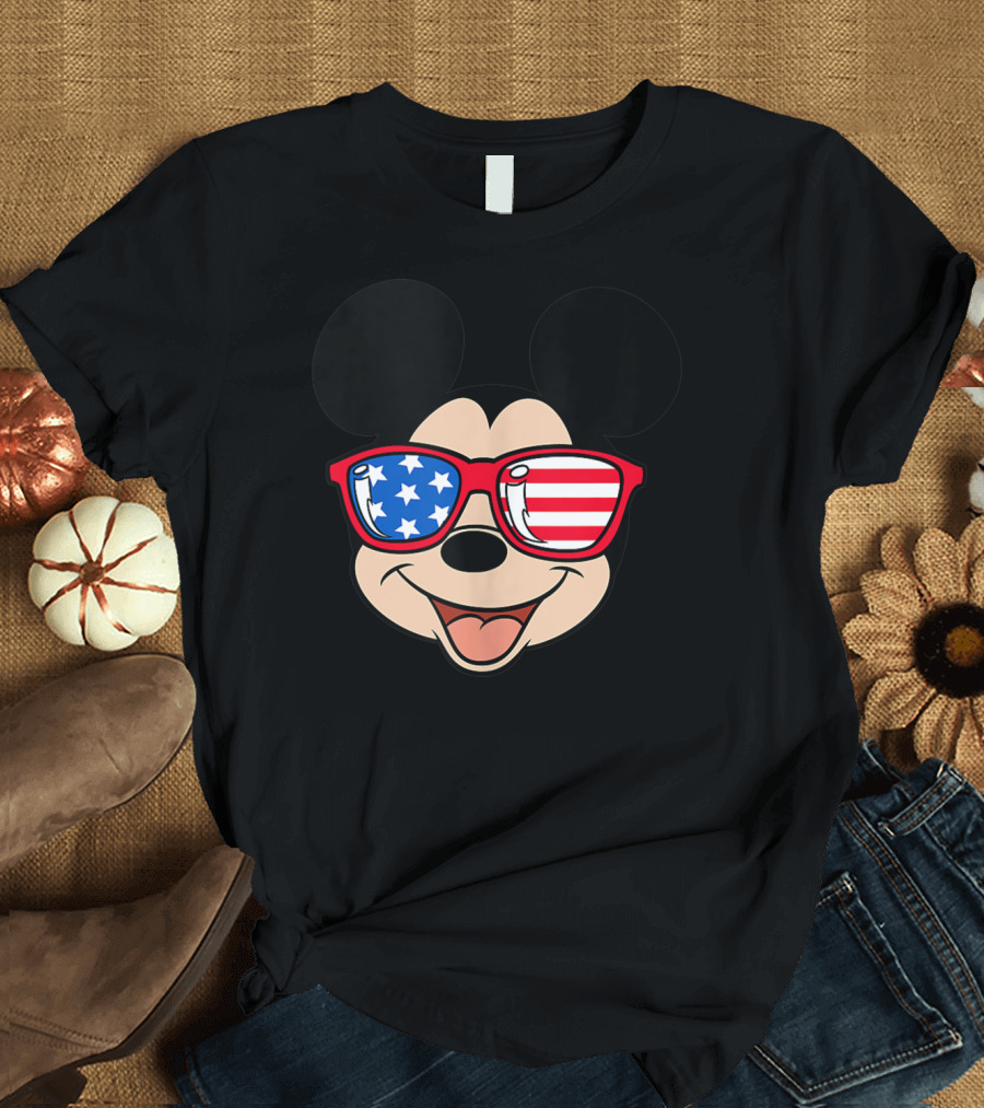 Disney Mickey Mouse American Flag Sunglasses T-Shirt