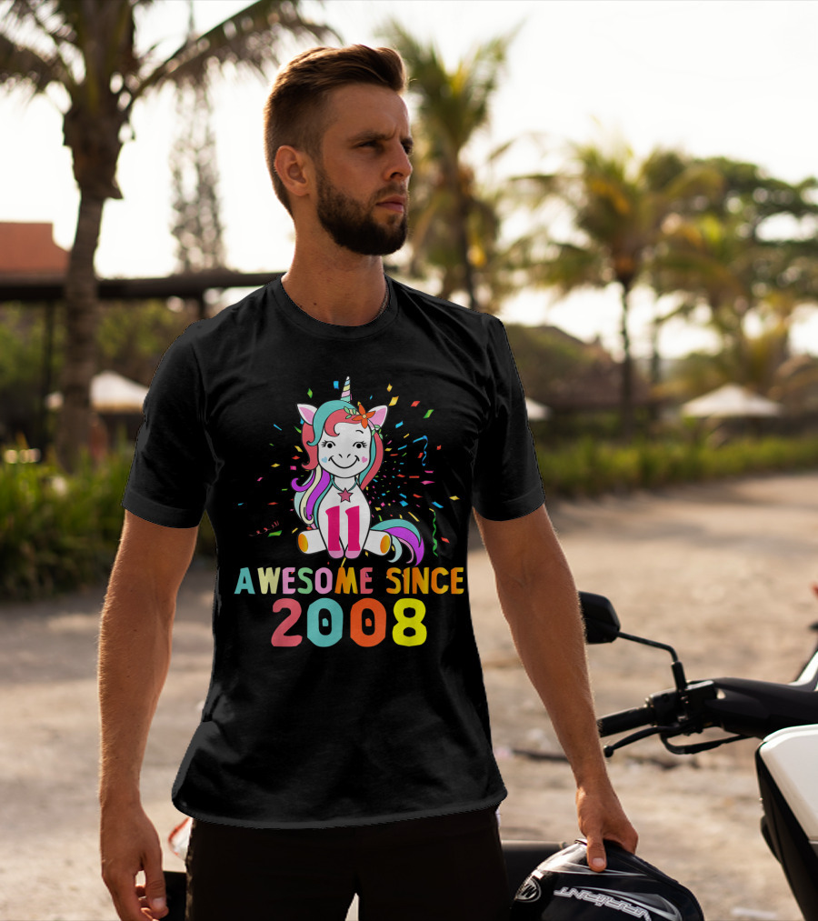 11 Awesome Unicorn Birthday 2008 Since T-Shirt