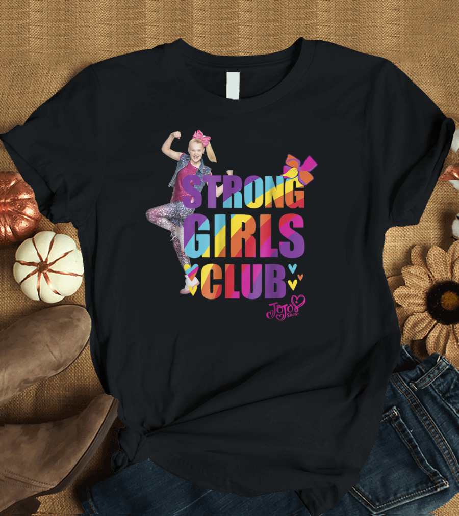 Jojo Siwa Strong Girls Club Rainbow Hearts and Bow Flex T-Shirt