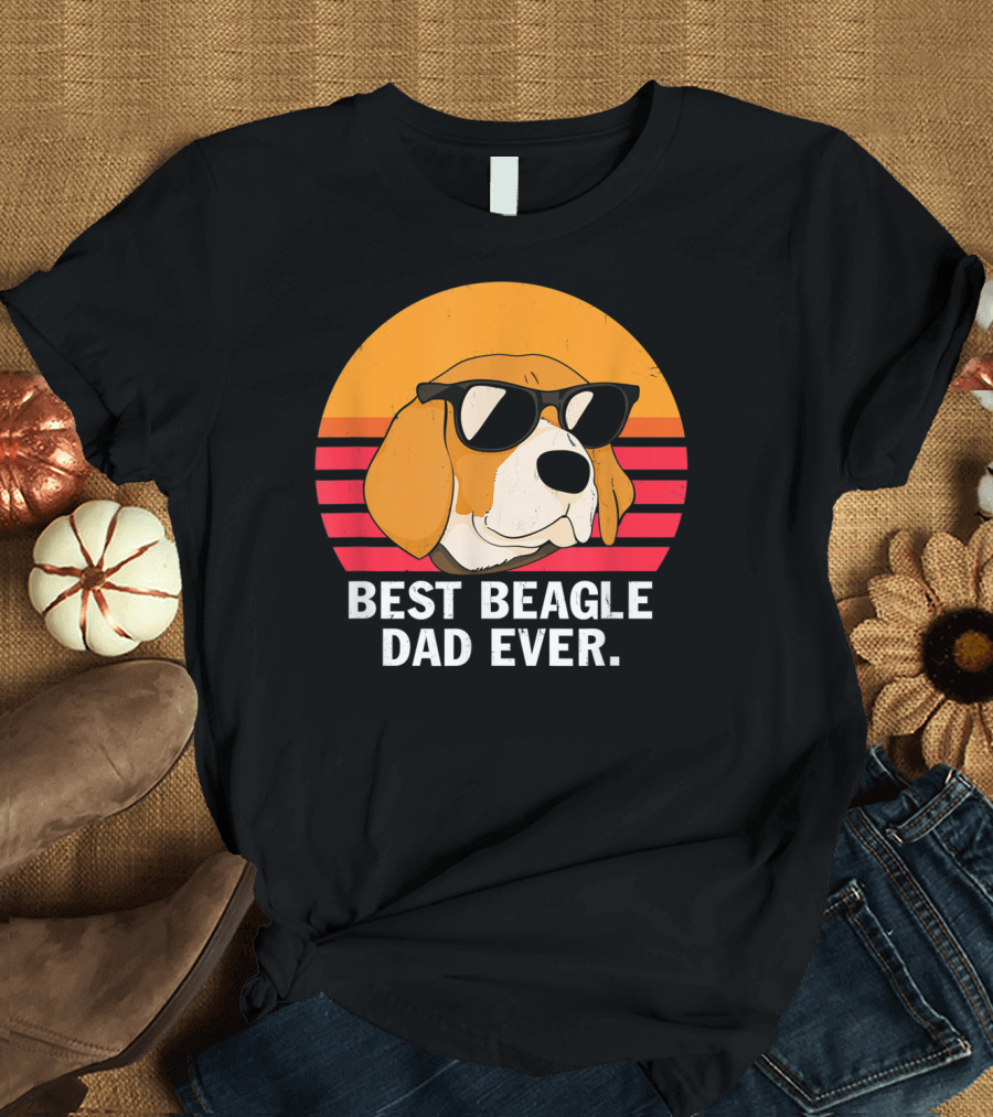 Best Beagle Dad Ever Vintage Style Beagle with Sunglasses T-Shirt