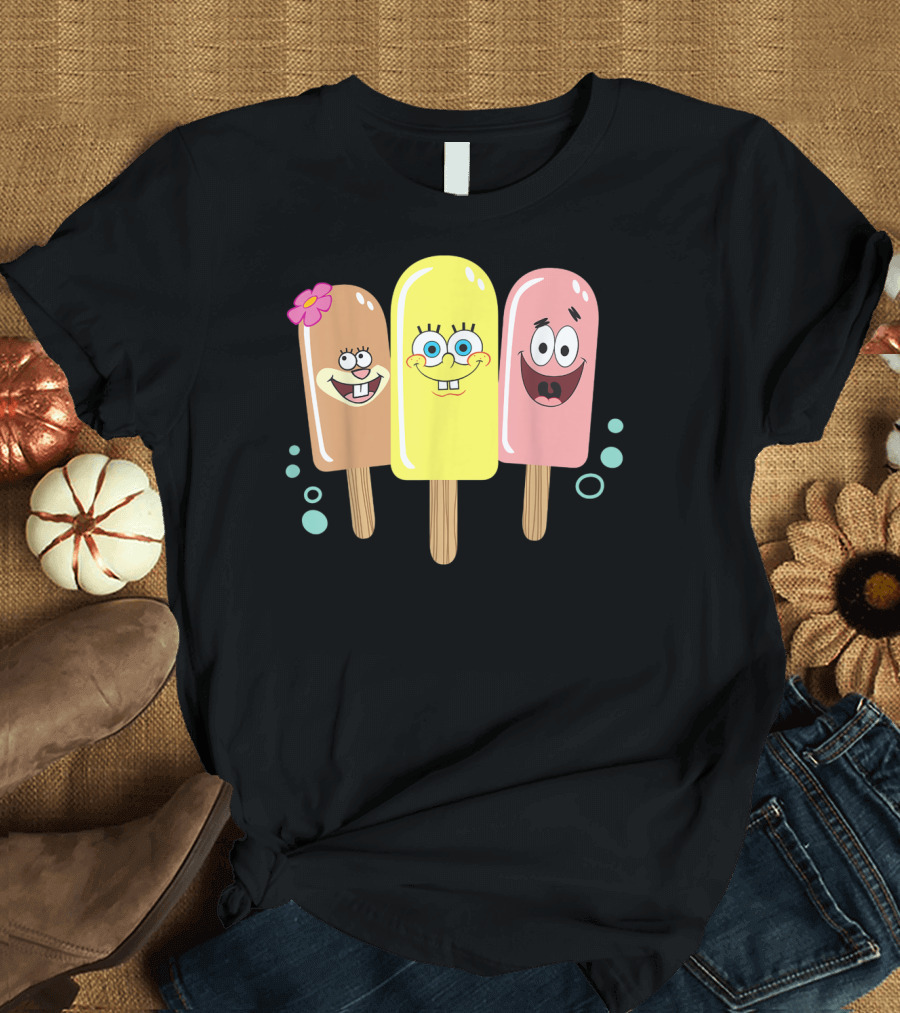 Spongebob Squarepants Sandy Patrick Popsicle Ice Cream Friends T-Shirt