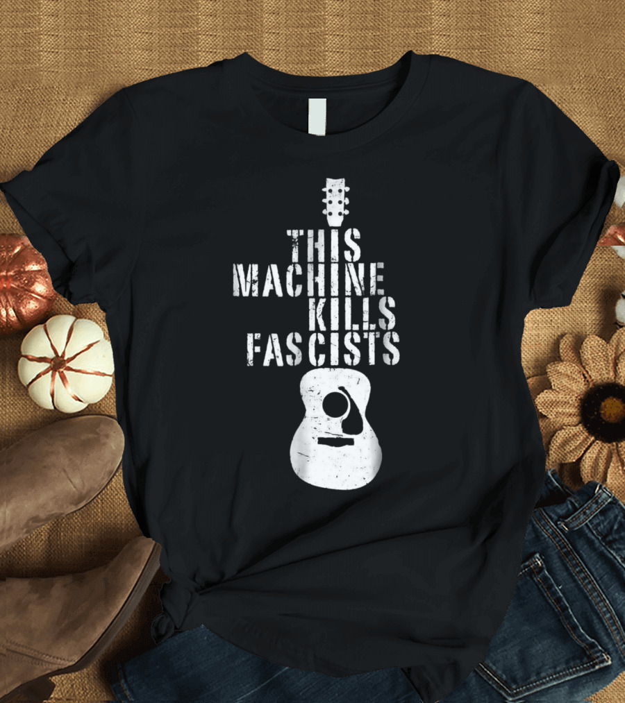 This Machine Kills Fascists Guitar Image T-Shirt