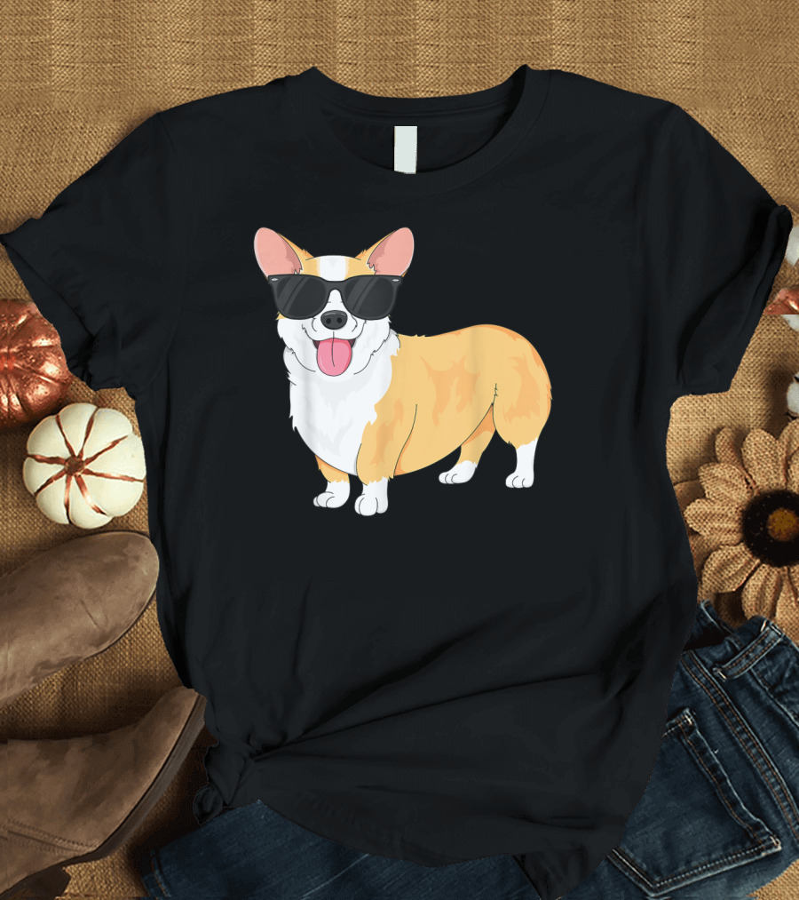 Vintage Cool Corgi Kids Dog Sunglasses Iconic T-Shirt
