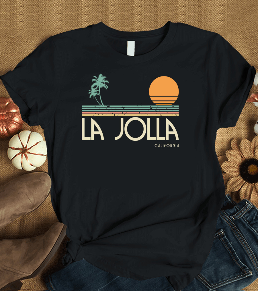 La Jolla California Vintage Sunset Palm Trees T-Shirt